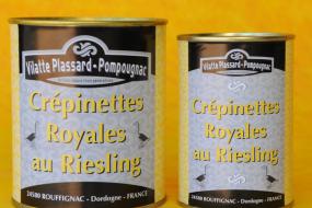 Photo représentant les boîtes de crepinettes royales au riesling