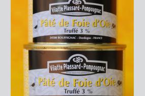 Photo représentant les 2 formats de boîtes de conserve de paté d'oie truffé