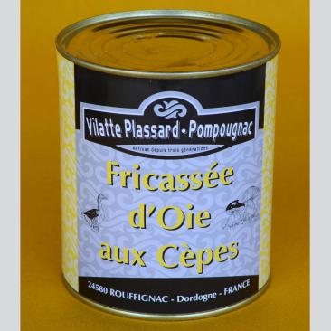 Photo représentant la boîte de fricassée d'oie aux cèpes 800g